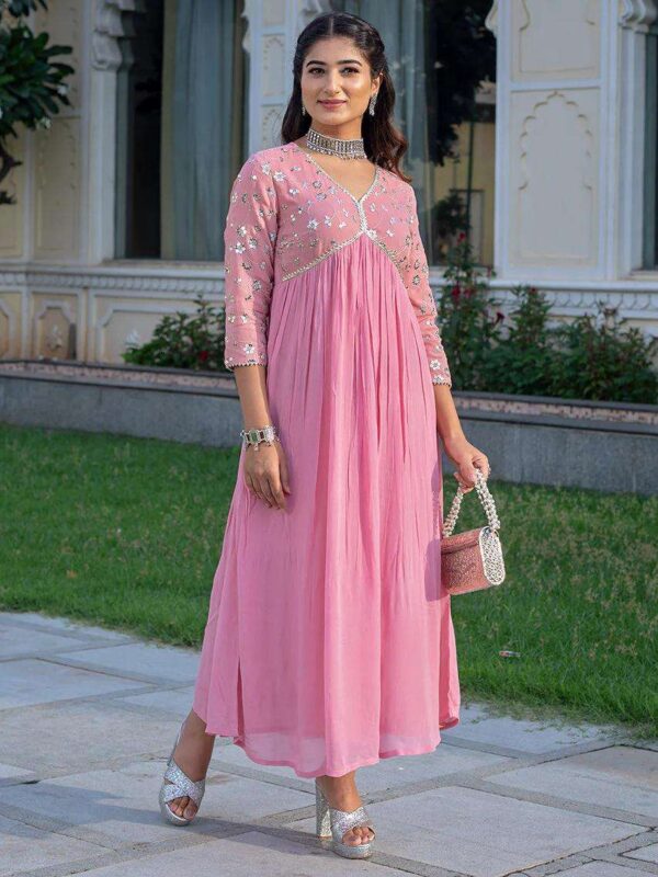 lobster embroidered dress Red And White Embroidered Plus Size Rayon Kaftan Dress For Women main image 0